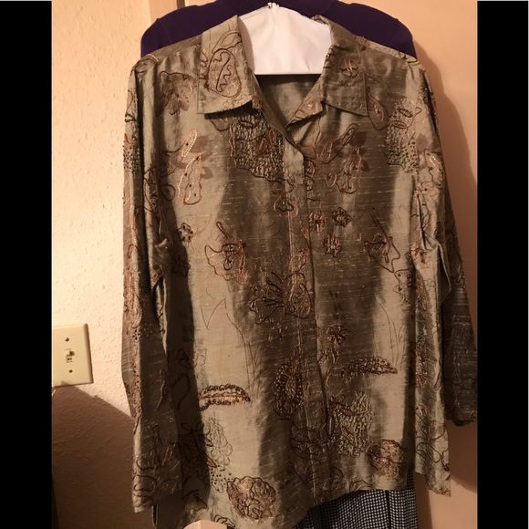 Chico’s Design Silk Blouse Size 3 - Picture 2 of 5
